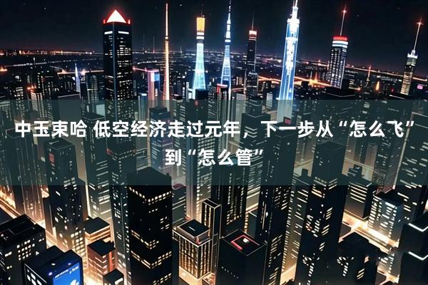 中玉束哈 低空经济走过元年，下一步从“怎么飞”到“怎么管”